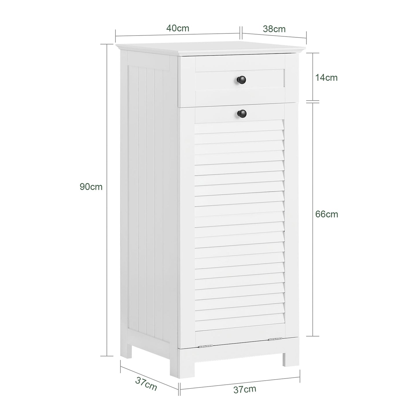 SoBuy BZR73-W, Meuble de rangement pour salle de bain avec tiroir et panier à linge, Meuble buanderie blanc