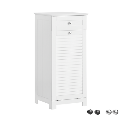 SoBuy BZR73-W, Meuble de rangement pour salle de bain avec tiroir et panier à linge, Meuble buanderie blanc