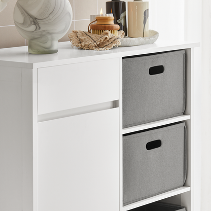 SoBuy BZR77-W Panier à linge Coffre à linge Armoire de salle de bain