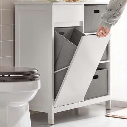 SoBuy BZR77-W Panier à linge Coffre à linge Armoire de salle de bain