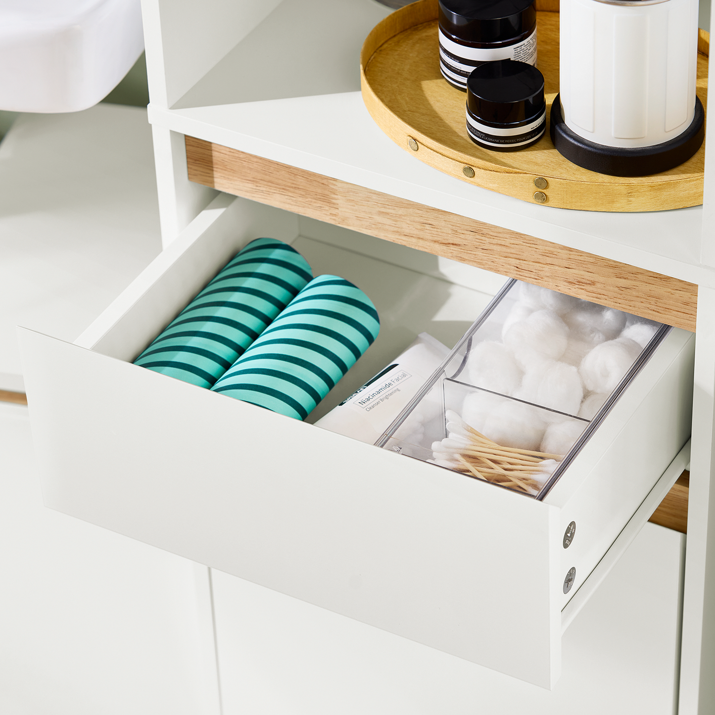 Armoire de salle de bain haute SoBuy, meuble de rangement pour salle de bain BZR80-W