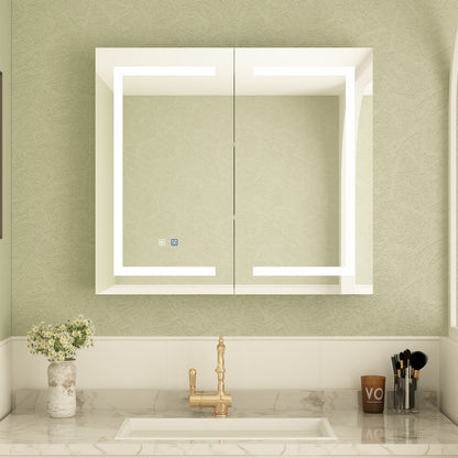 Bathroom Medicine Cabinet LED Mirror Anti-Fog 6000K Wall Cabinet White