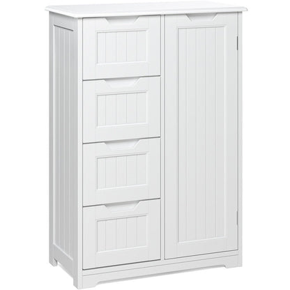 Bathroom Floor Storage Cabinet, Free-Standing Floor Storage Cabinet with 4 Draws and Adjustable Shelf