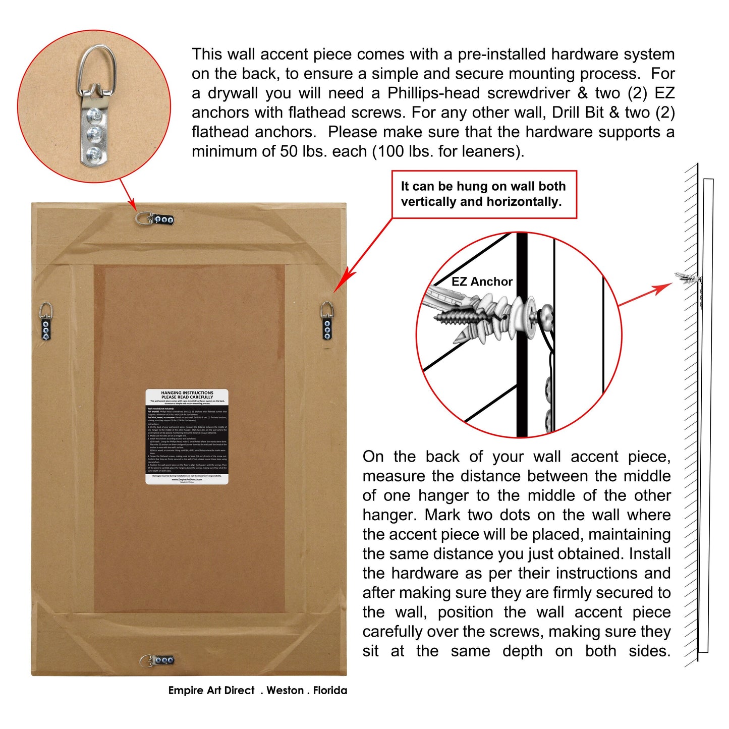 Beveled Rectangular Clear HD Wall Mounted Mirror for Bathroom, Vanity, Bedroom Mirrors, 3 sizes