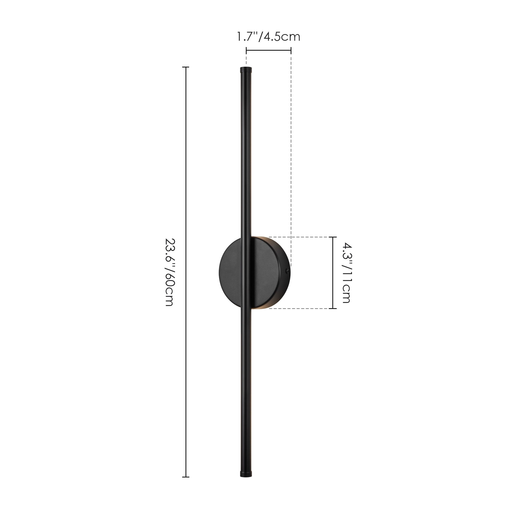 1-Light Black/ Gold/ Nickel Modern Long Linear Strip Wall Sconce Dimmable LED Bathroom Vanity Light