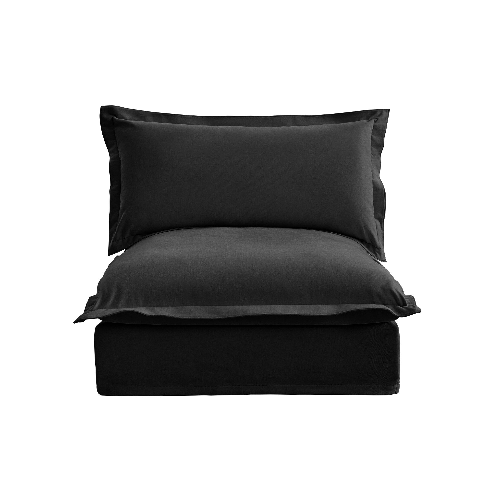 Black Chenille Armless Sofa 1 Seat Modern Removable Cover Sturdy Wood Frame 34.64 Inch Height