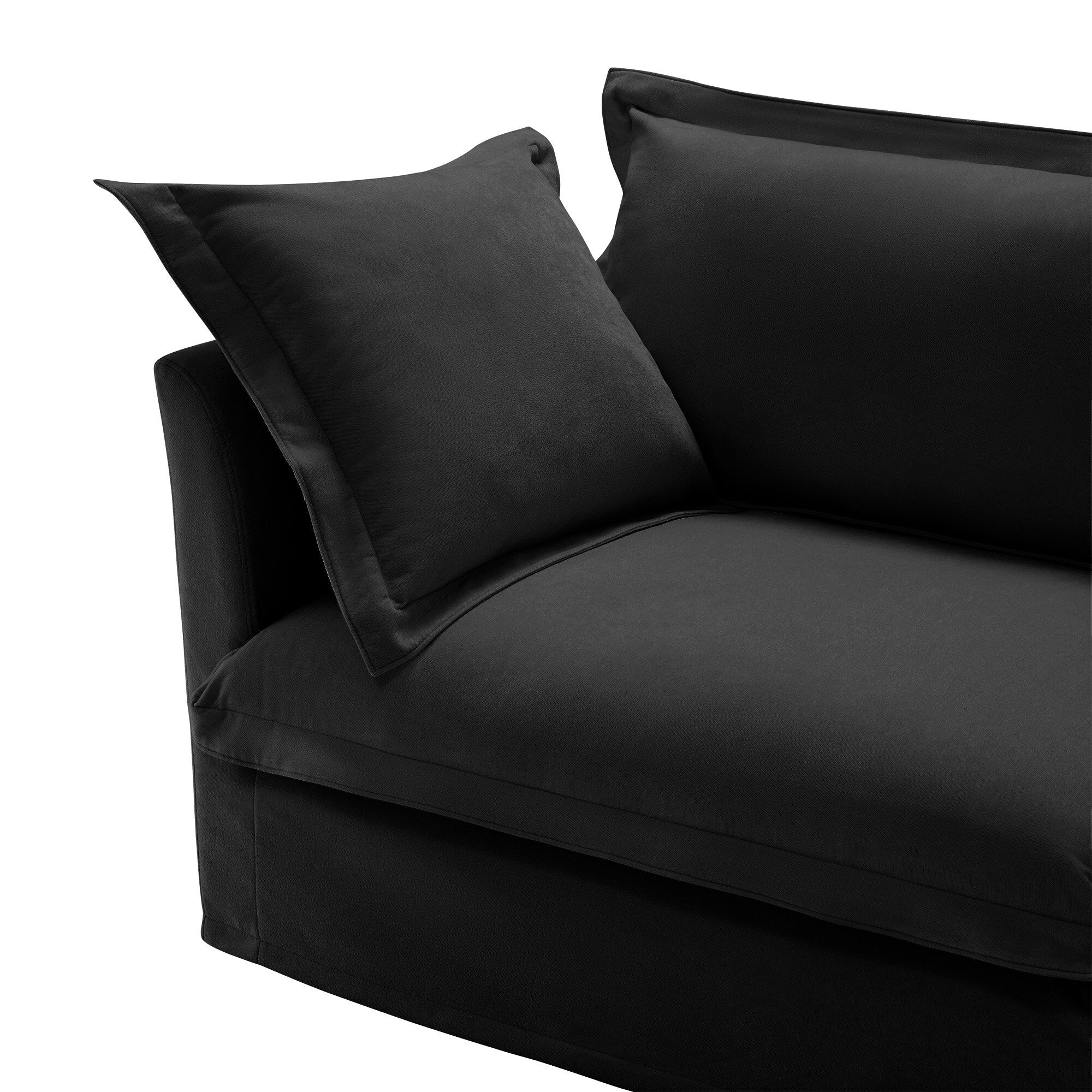 Black Chenille Armless Sofa 1 Seat Modern Removable Cover Sturdy Wood Frame 34.64 Inch Height