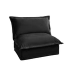 Black Chenille Armless Sofa 1 Seat Modern Removable Cover Sturdy Wood Frame 34.64 Inch Height