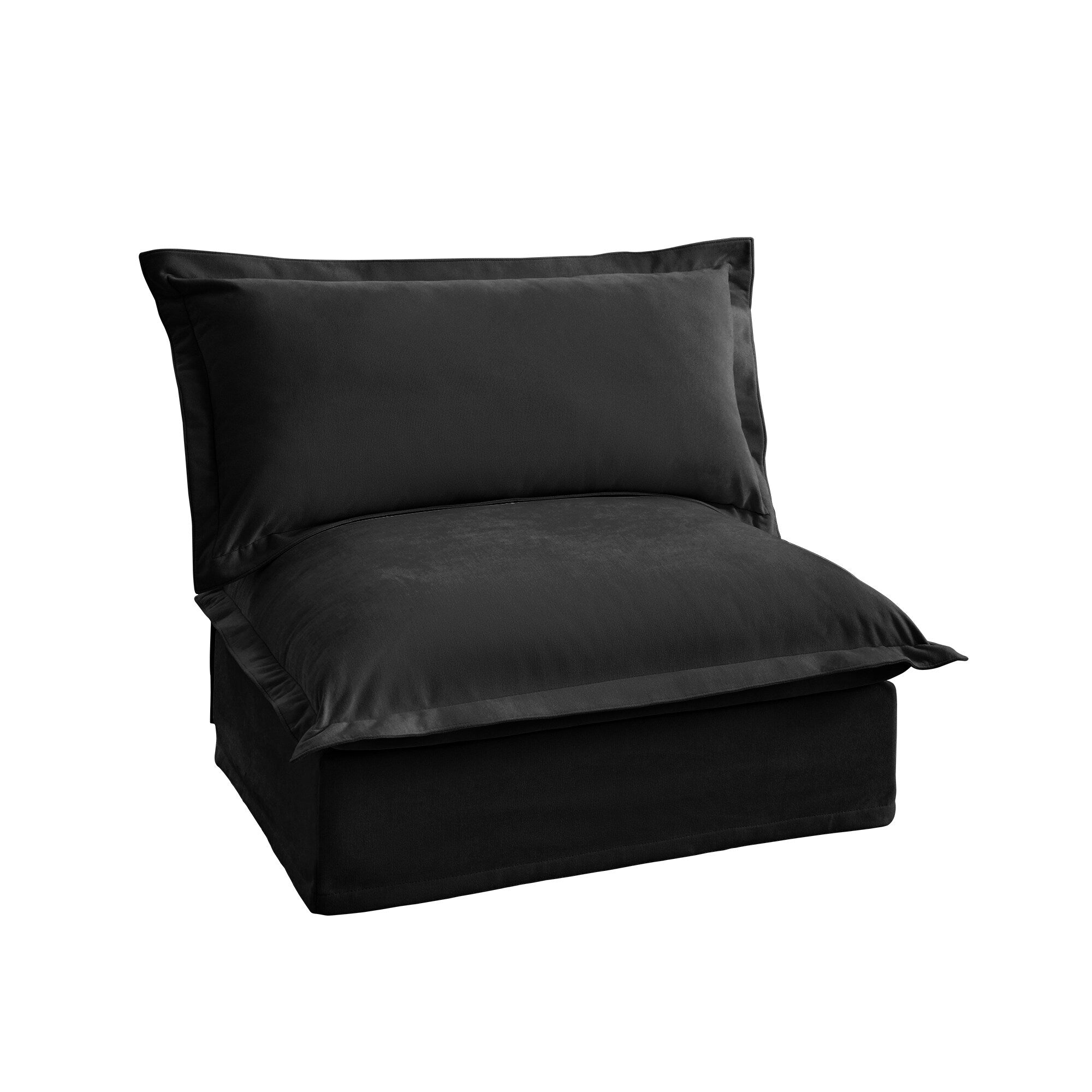Black Chenille Armless Sofa 1 Seat Modern Removable Cover Sturdy Wood Frame 34.64 Inch Height