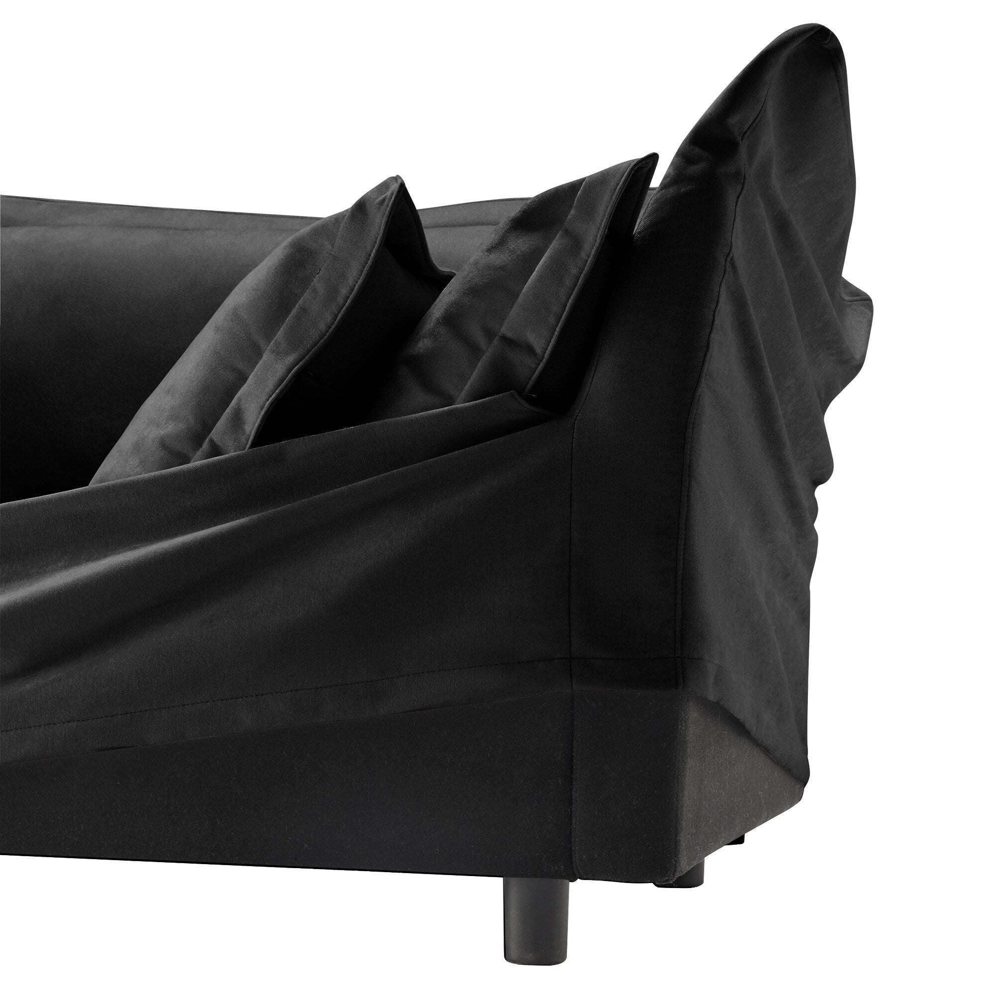 Black Chenille Armless Sofa 1 Seat Modern Removable Cover Sturdy Wood Frame 34.64 Inch Height