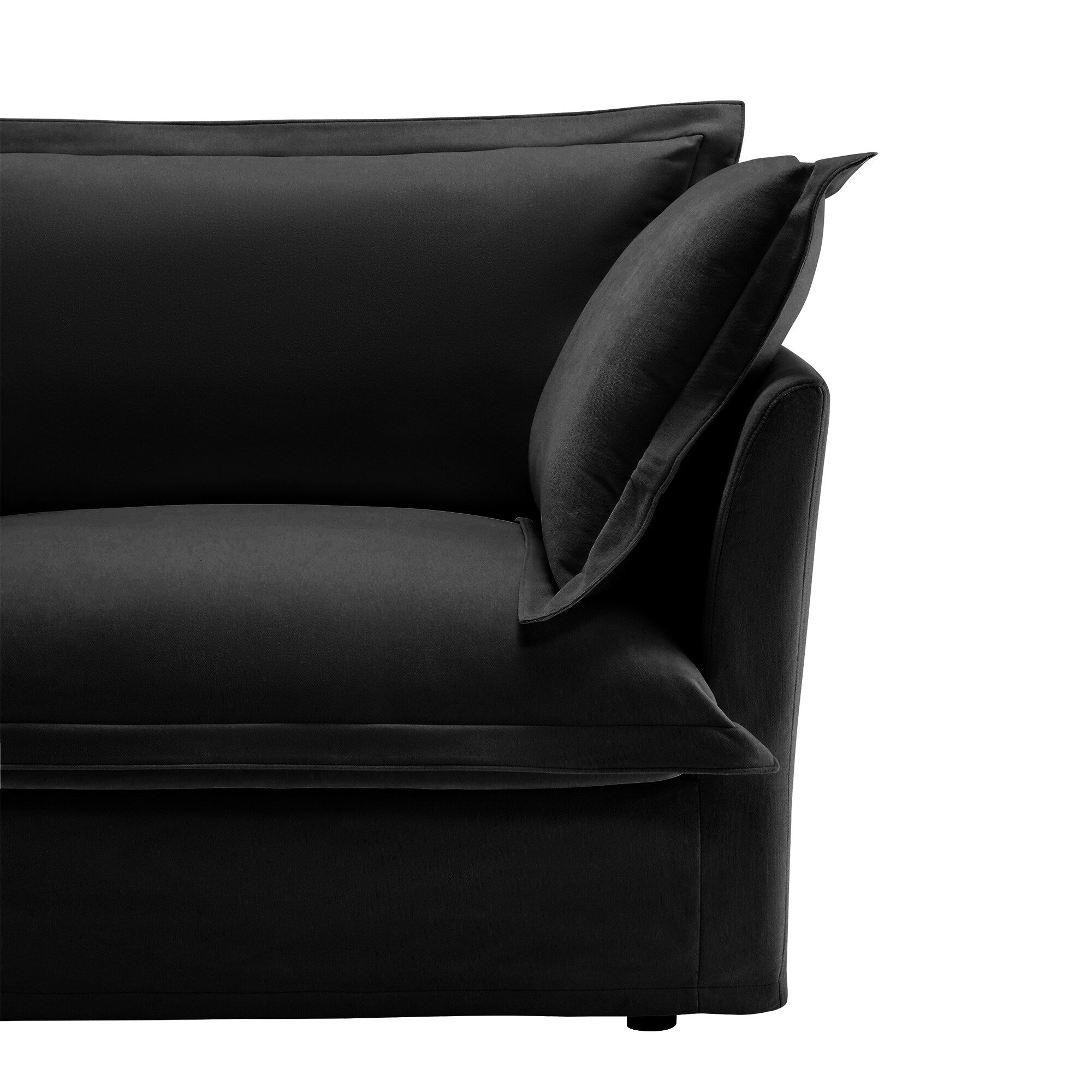 Black Chenille Armless Sofa 1 Seat Modern Removable Cover Sturdy Wood Frame 34.64 Inch Height
