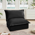 Black Chenille Armless Sofa 1 Seat Modern Removable Cover Sturdy Wood Frame 34.64 Inch Height