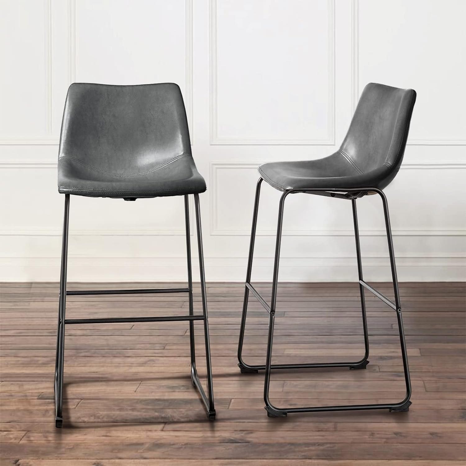 Bossin 18/26/30 inch Bar Stools,Counter Height Bar Stools with Back Modern PU Leather Stools Dining Chair with Footrest