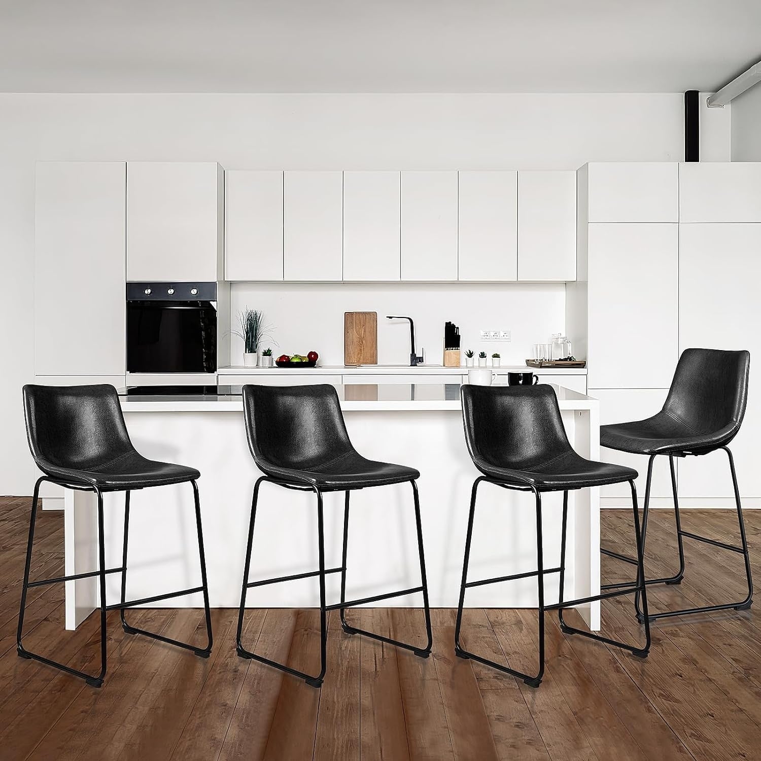 Bossin 18/26/30 inch Bar Stools,Counter Height Bar Stools with Back Modern PU Leather Stools Dining Chair with Footrest