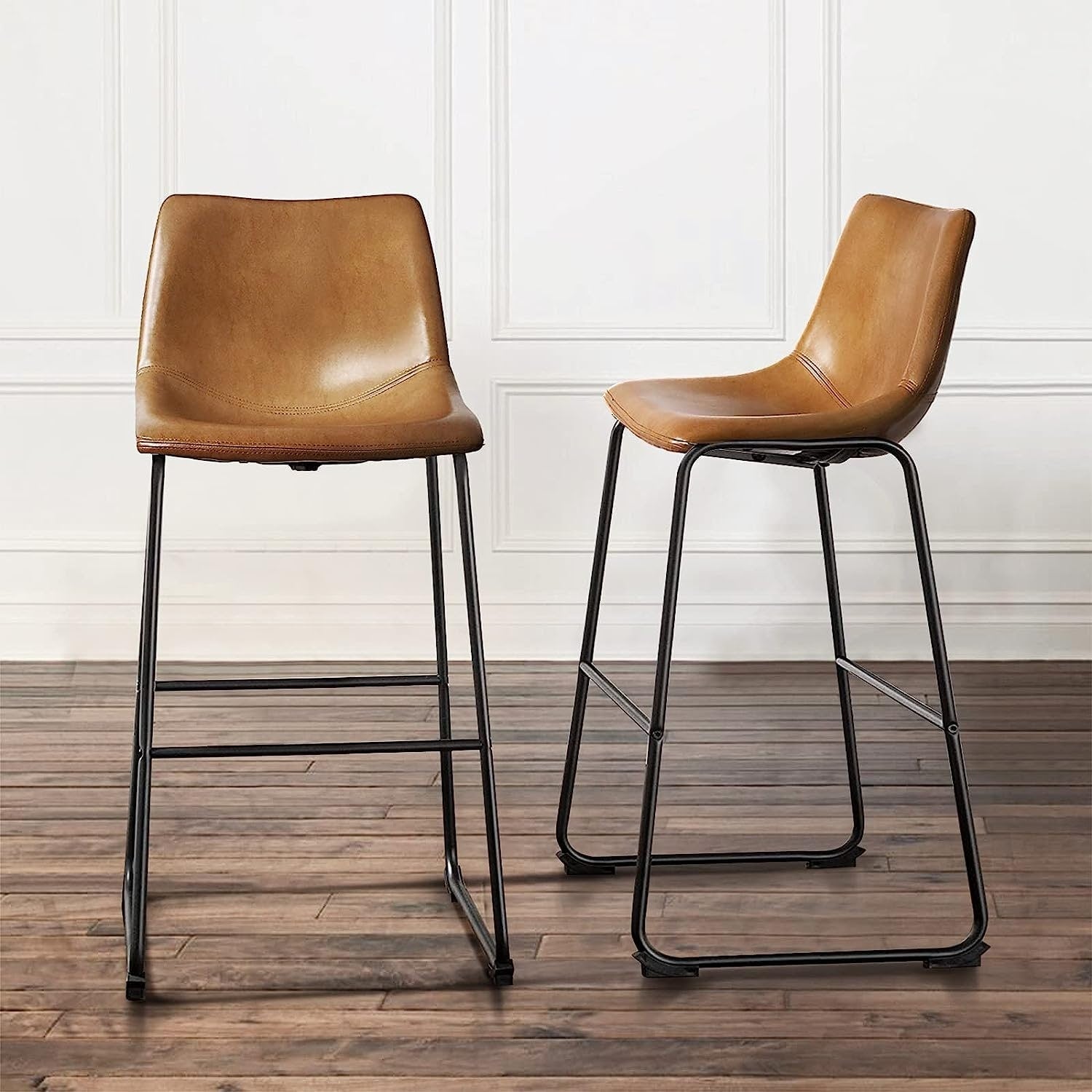 Bossin 18/26/30 inch Bar Stools,Counter Height Bar Stools with Back Modern PU Leather Stools Dining Chair with Footrest
