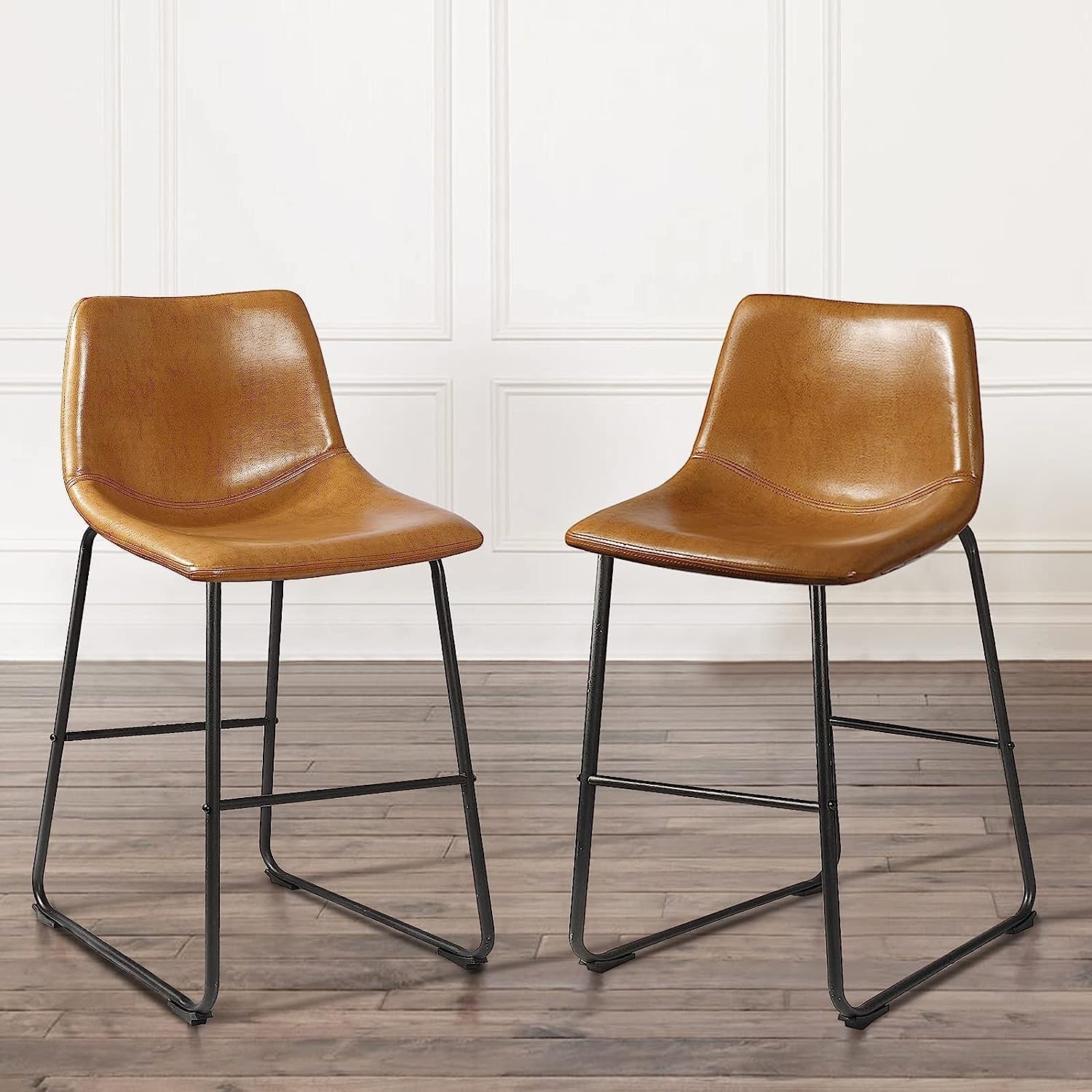 Bossin 18/26/30 inch Bar Stools,Counter Height Bar Stools with Back Modern PU Leather Stools Dining Chair with Footrest