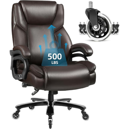 Bossin Big and Tall Executive Office Chair,500LBS Adjustable Lumbar Support Ergonomic Chair with High Back PU Leather Computer