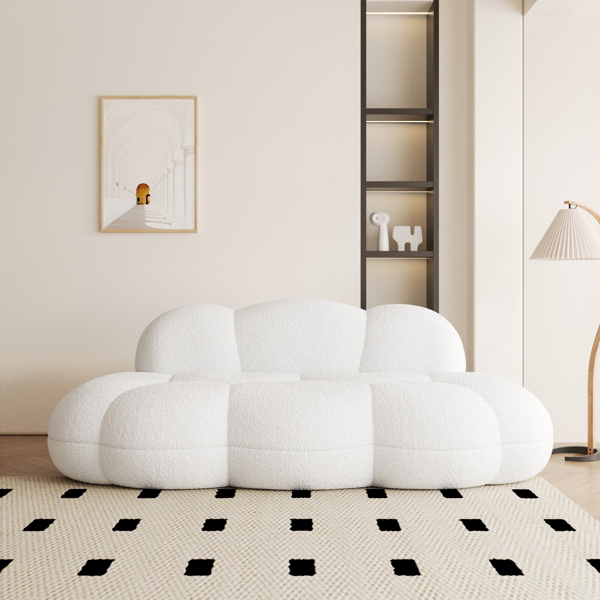 Boucle Upholstered Cloud Sofa Modern Frameless Floor Couch