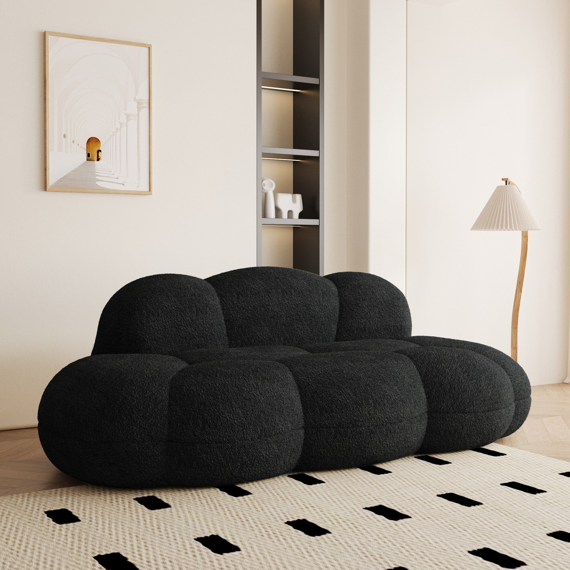 Boucle Upholstered Cloud Sofa Modern Frameless Floor Couch