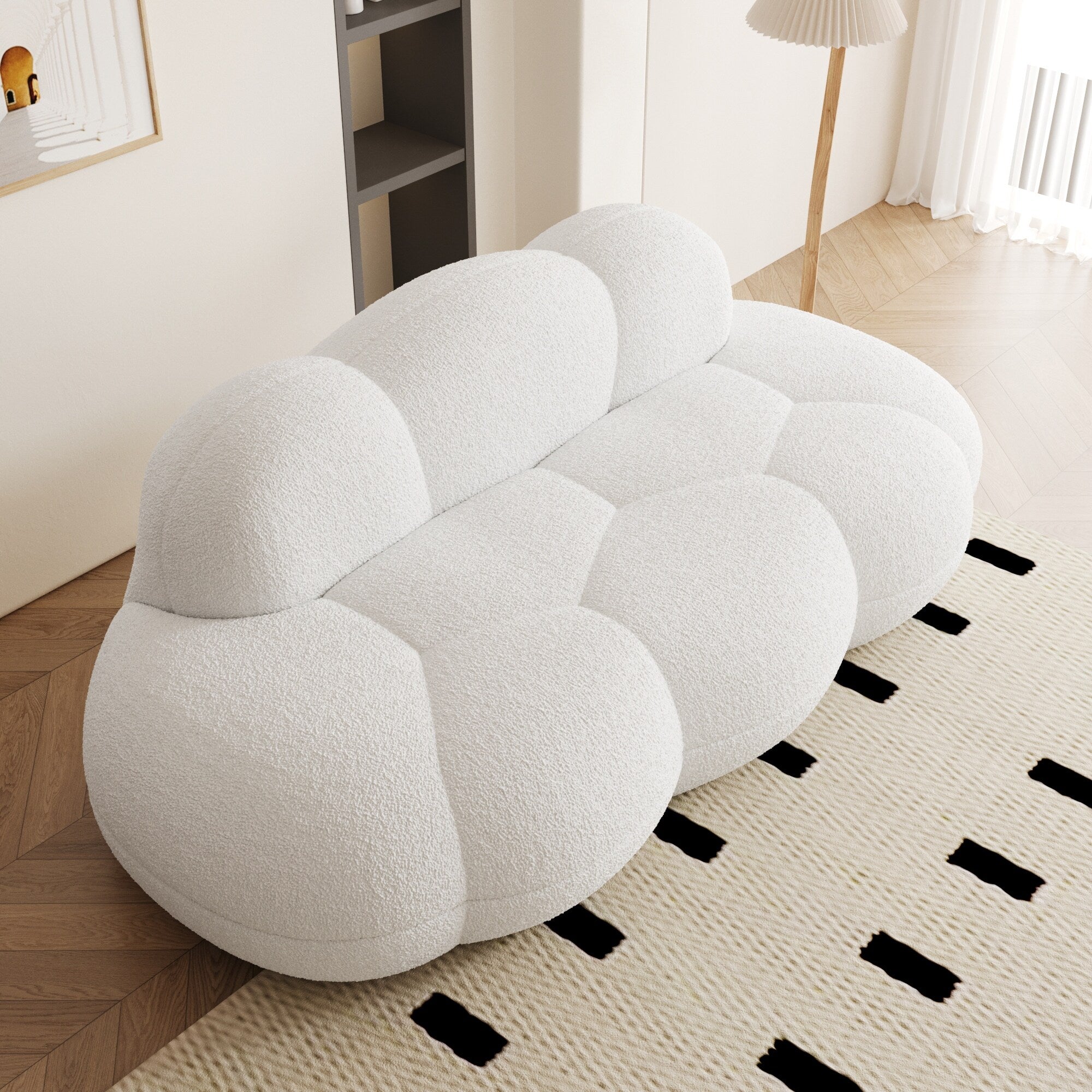 Boucle Upholstered Cloud Sofa Modern Frameless Floor Couch