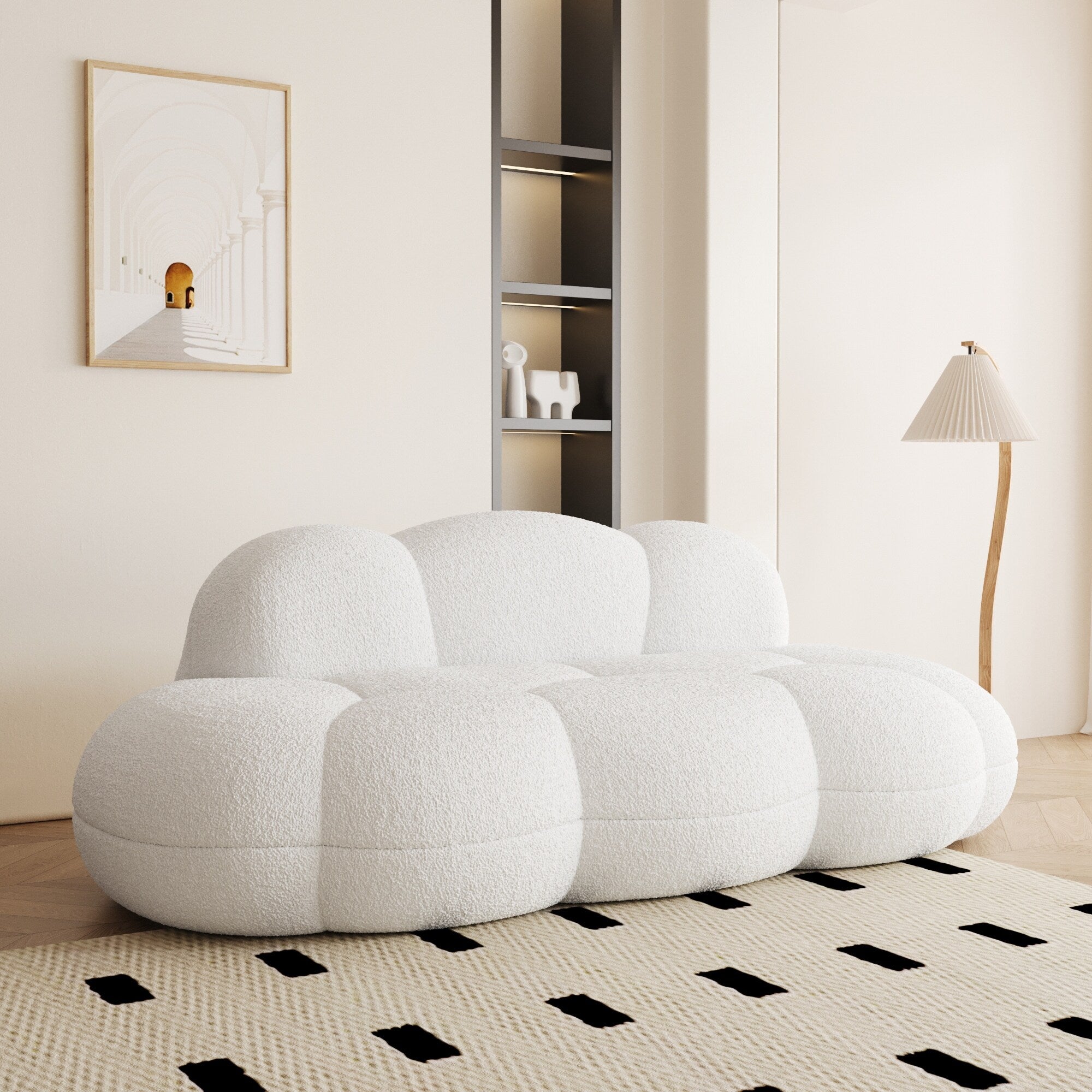 Boucle Upholstered Cloud Sofa Modern Frameless Floor Couch