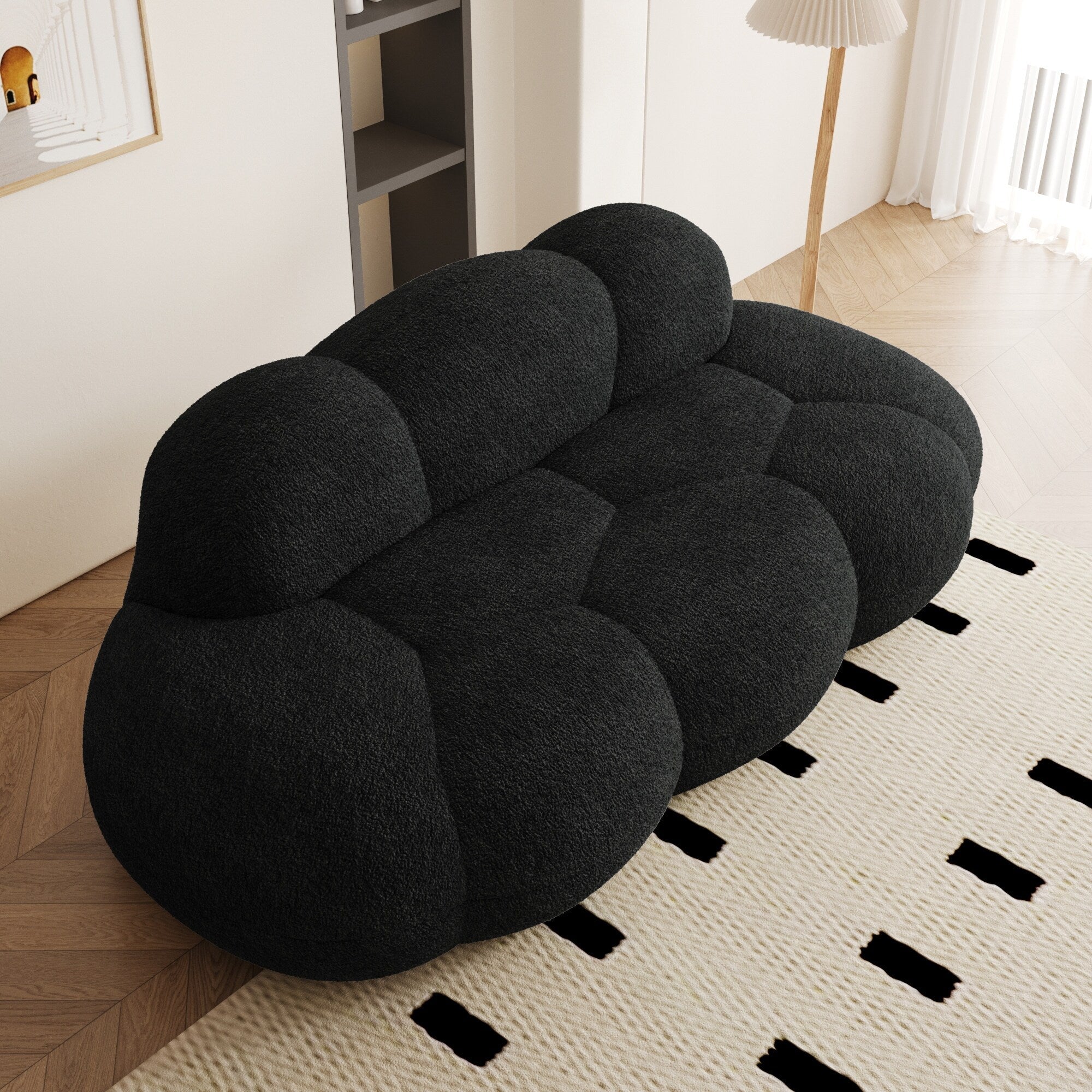 Boucle Upholstered Cloud Sofa Modern Frameless Floor Couch
