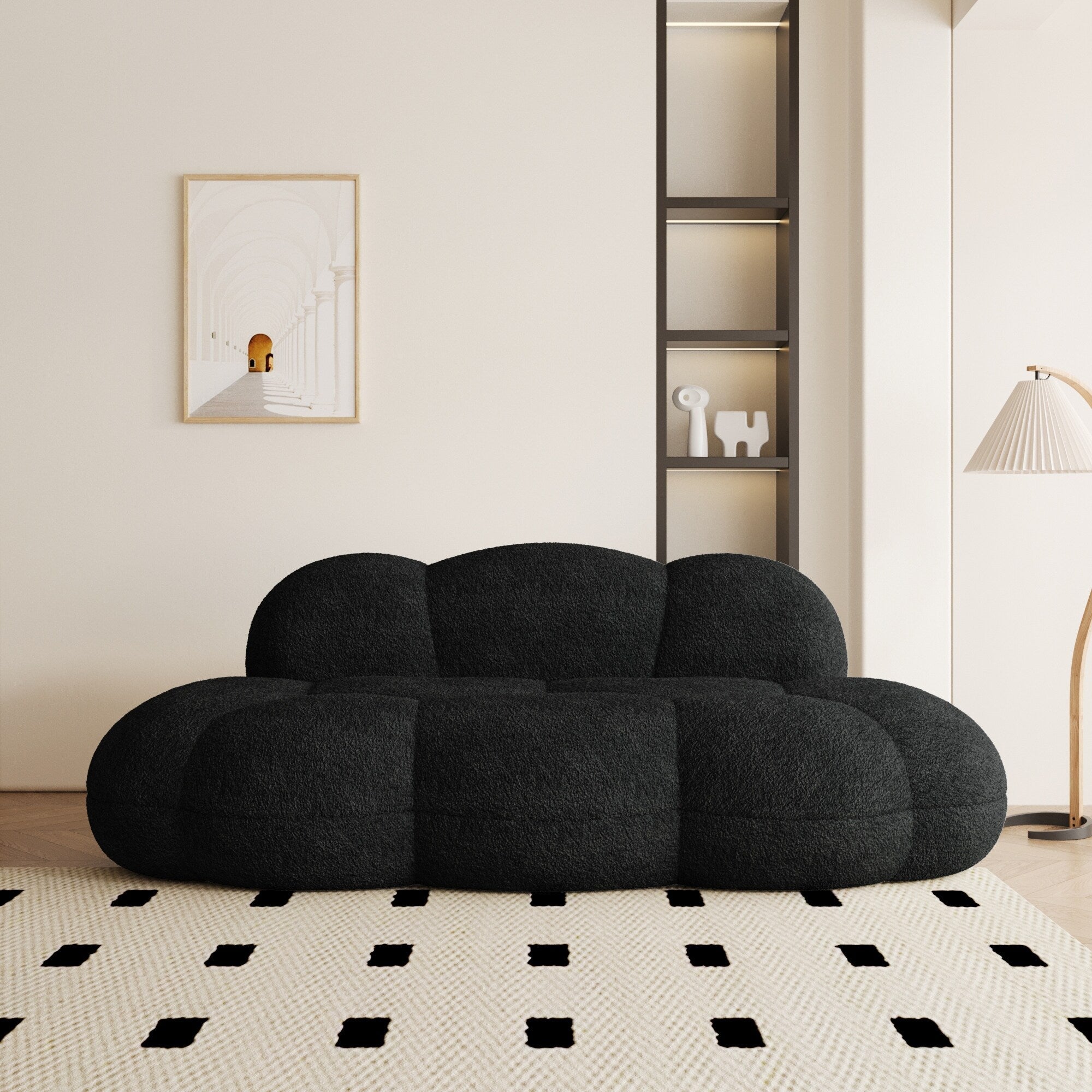 Boucle Upholstered Cloud Sofa Modern Frameless Floor Couch
