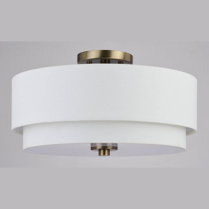 Burnaby Mid-Century Modern Ceiling Mount Light White Linen Drum Shade