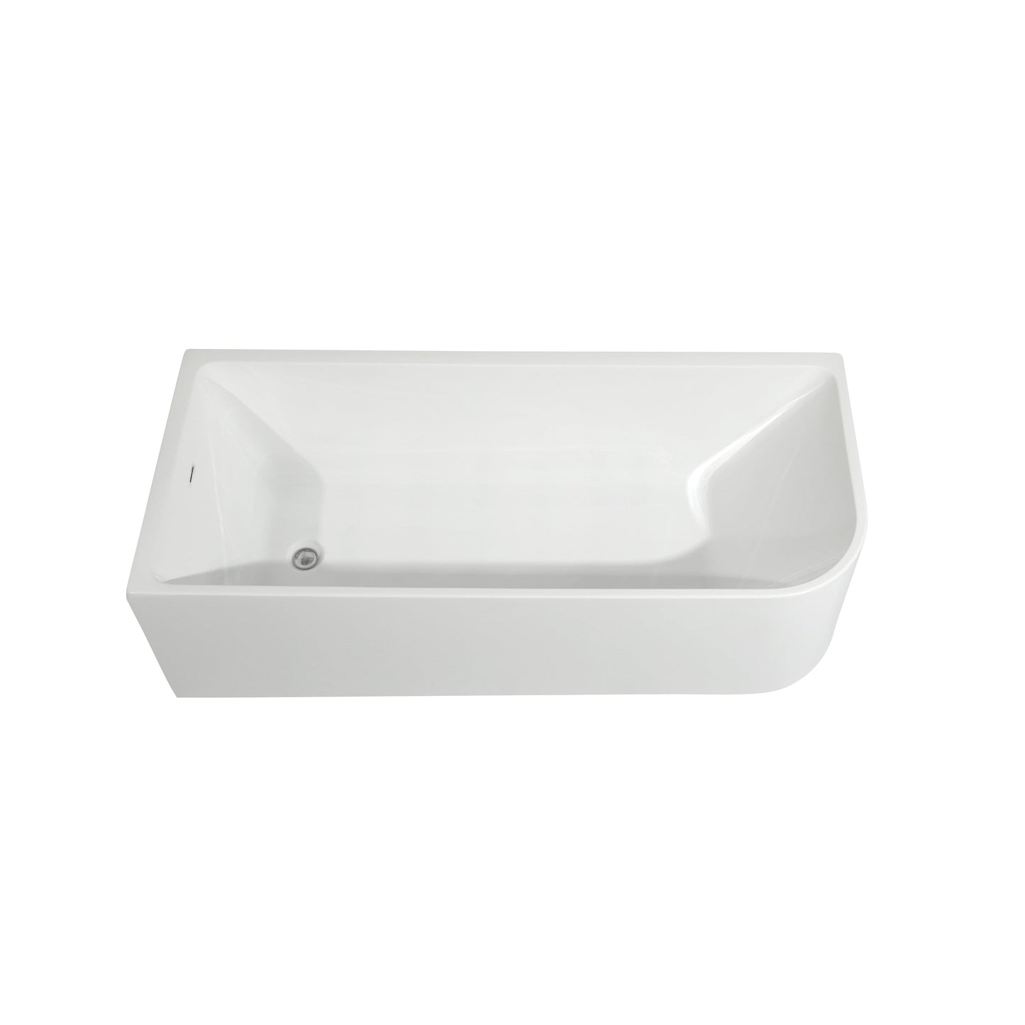 CB HOME 59''/67'' Freestanding Acrylic Soaking Bathtubs, Soaking Tubs Single Side Against The Wall, Left/Right Overflow