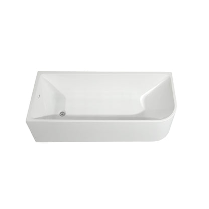 CB HOME 59''/67'' Freestanding Acrylic Soaking Bathtubs, Soaking Tubs Single Side Against The Wall, Left/Right Overflow