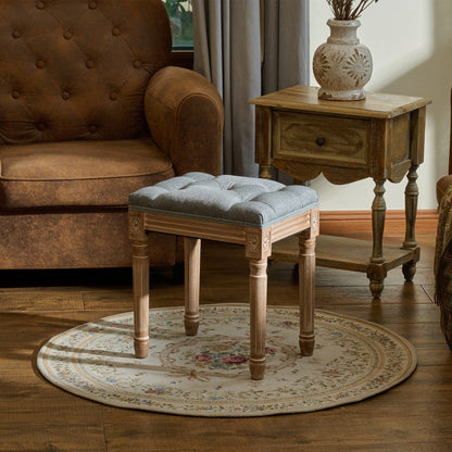 CO-Z French Vintage Upholstered Foot Stool and Vanity Stool