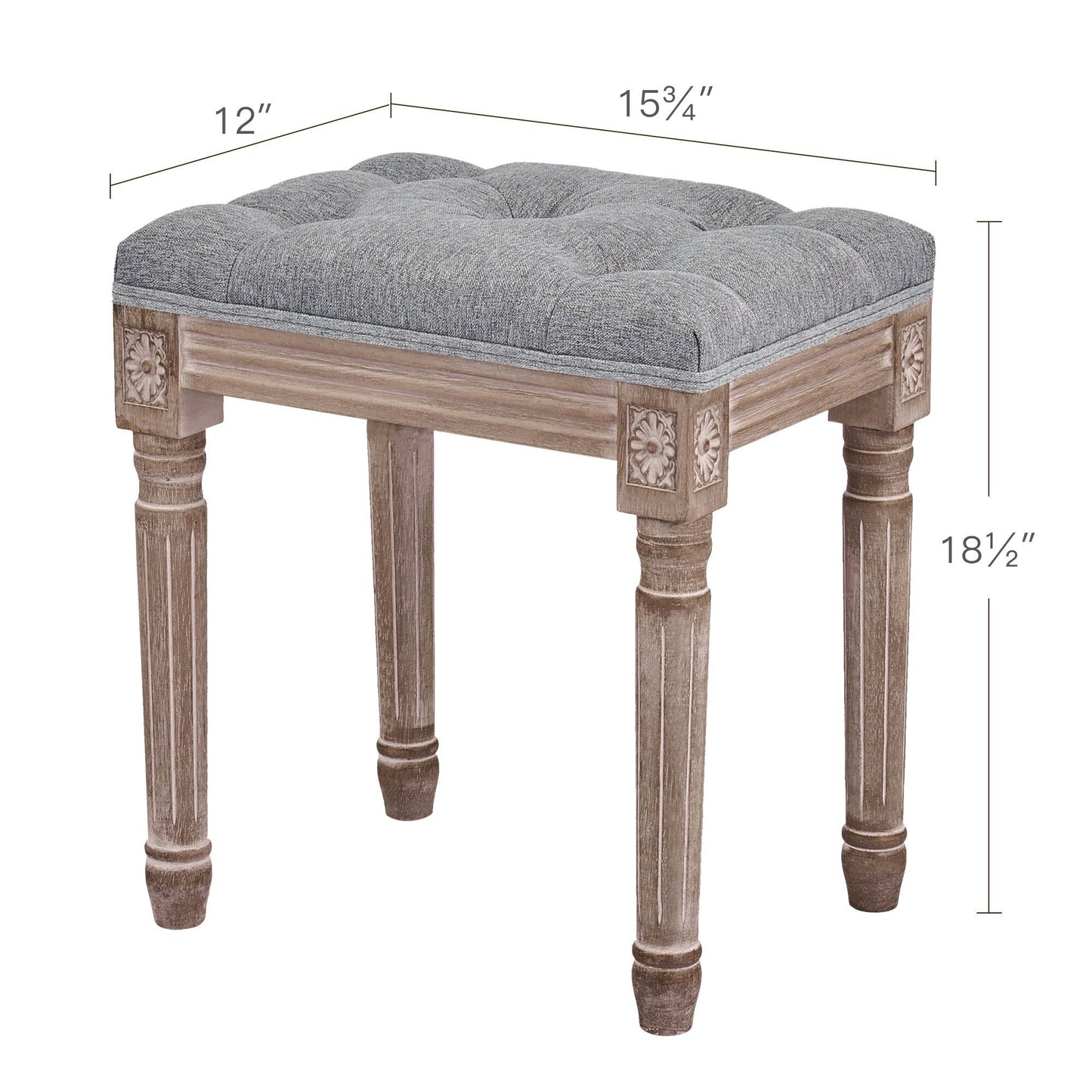 CO-Z French Vintage Upholstered Foot Stool and Vanity Stool