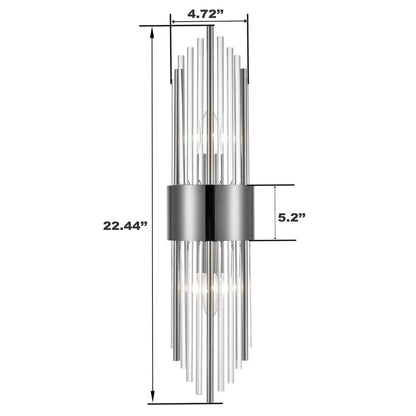 Cabrera Modern Metal Wall Sconce with Beautiful Crystal Clear Glass Rods for Bathroom Set of 2