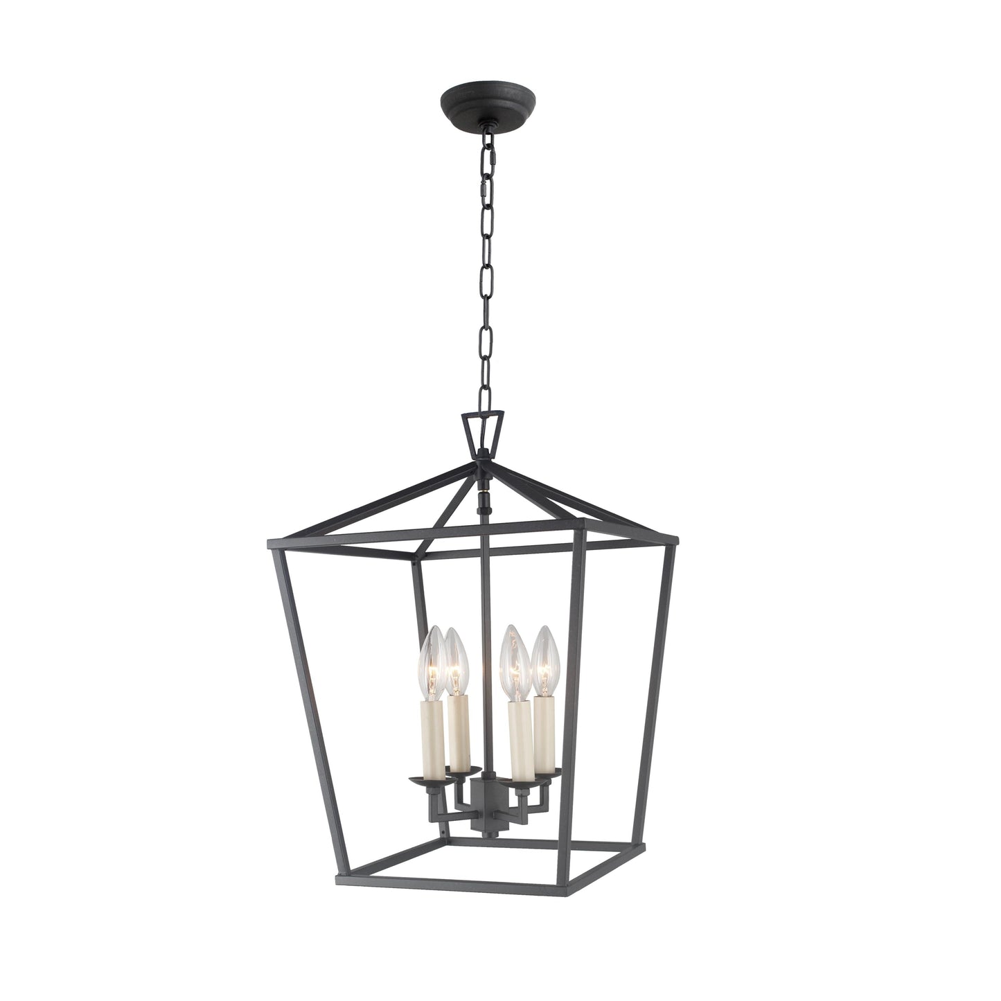 Candle Style Lantern Pendant Stairway or Kitchen Island Open Cage Chandelier - N/A