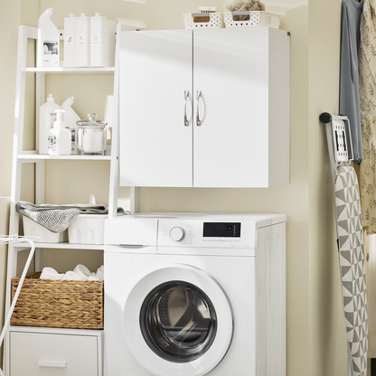 Armoire murale SoBuy à double porte pour cuisine et salle de bain, meuble de rangement mural BZR200-W