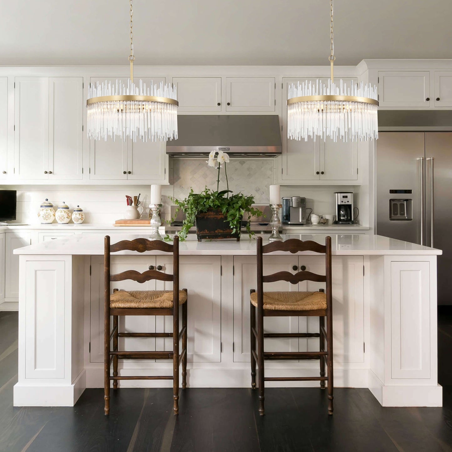 Casandra 5-light Shiny Bronze Chandelier with Clear Glass Bars - Shiny Bronze