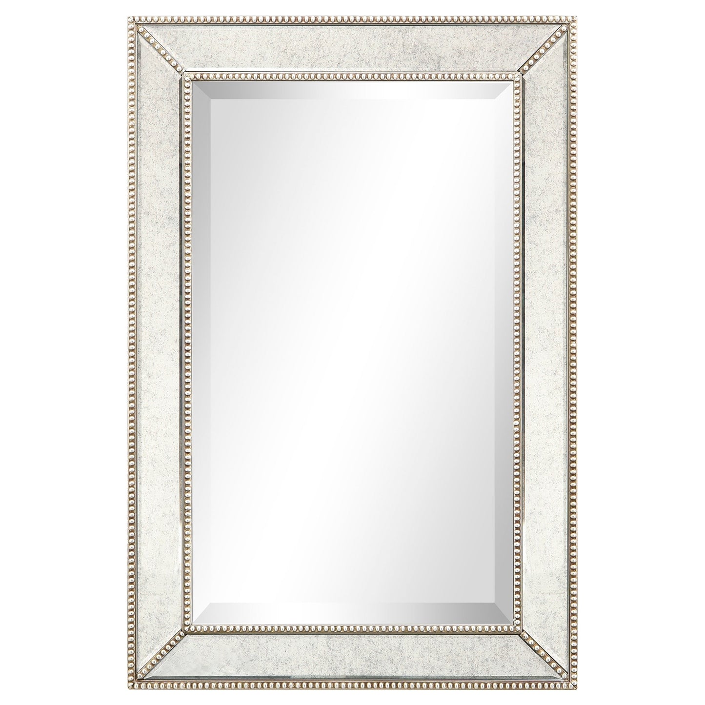 Champagne Bead Beveled Rectangular Wall Mirror - Clear