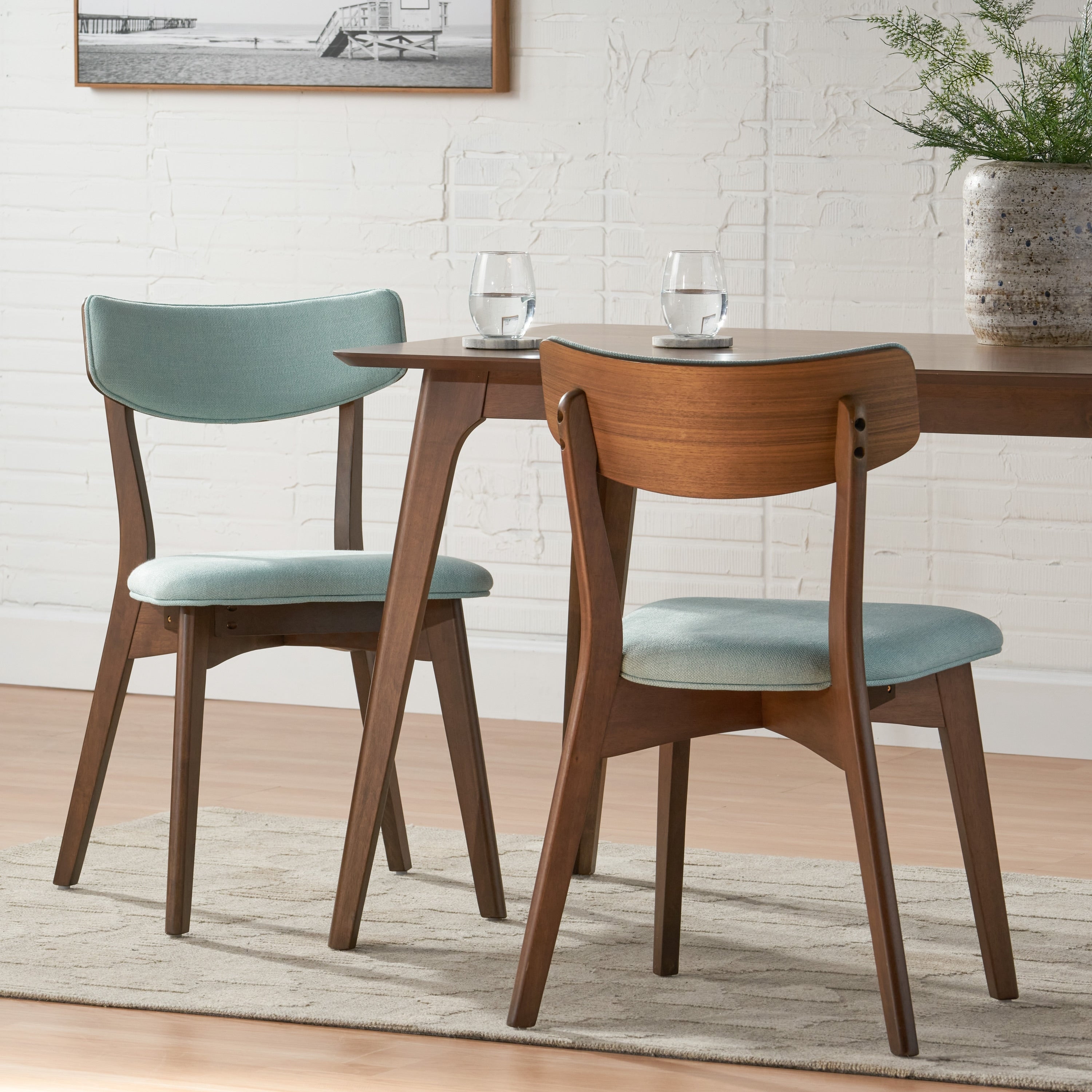 Chazz Mid-Century Modern Upholstered Rubberwood Dining Chairs (Set of 2/4) by Christopher Knight Home
