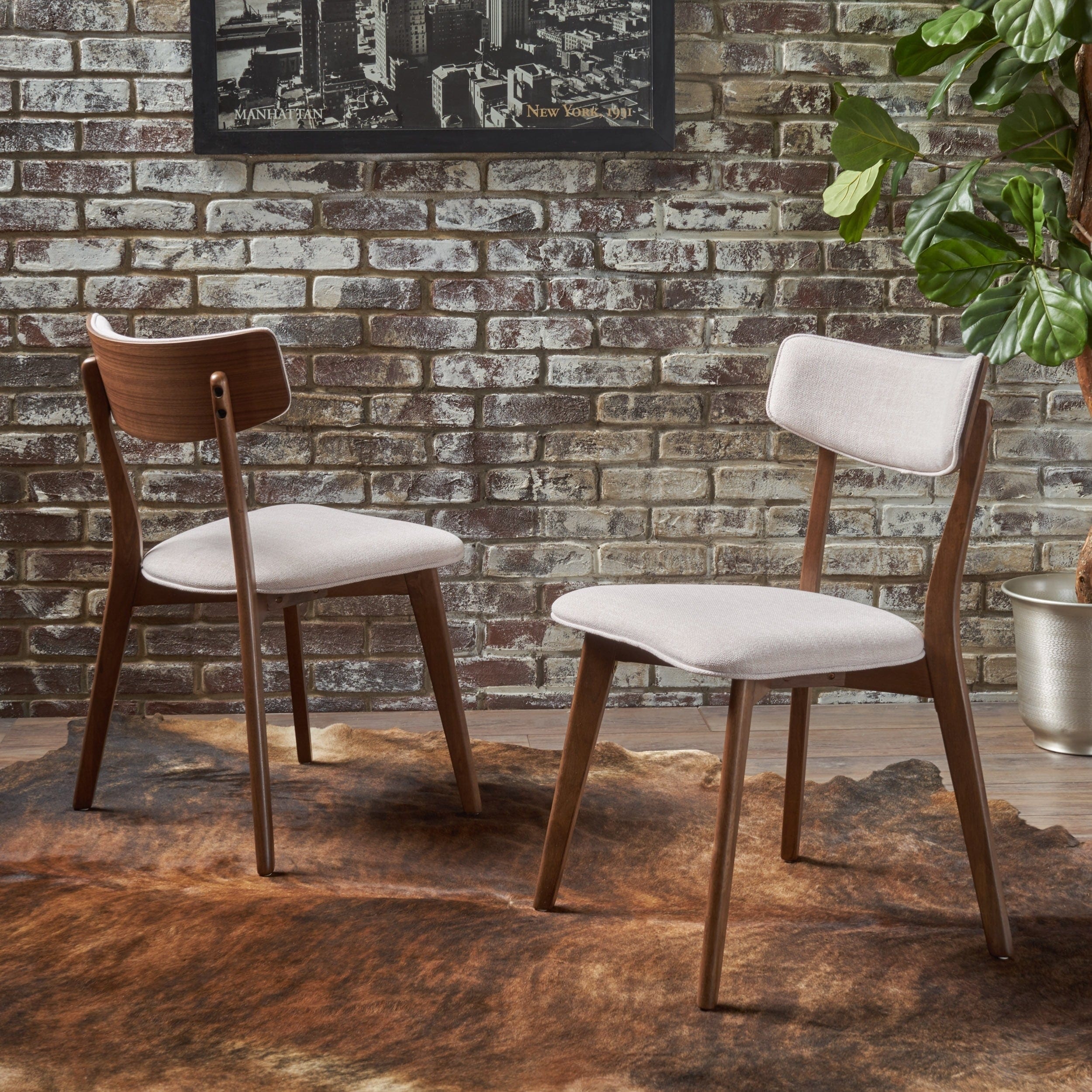 Chazz Mid-Century Modern Upholstered Rubberwood Dining Chairs (Set of 2/4) by Christopher Knight Home