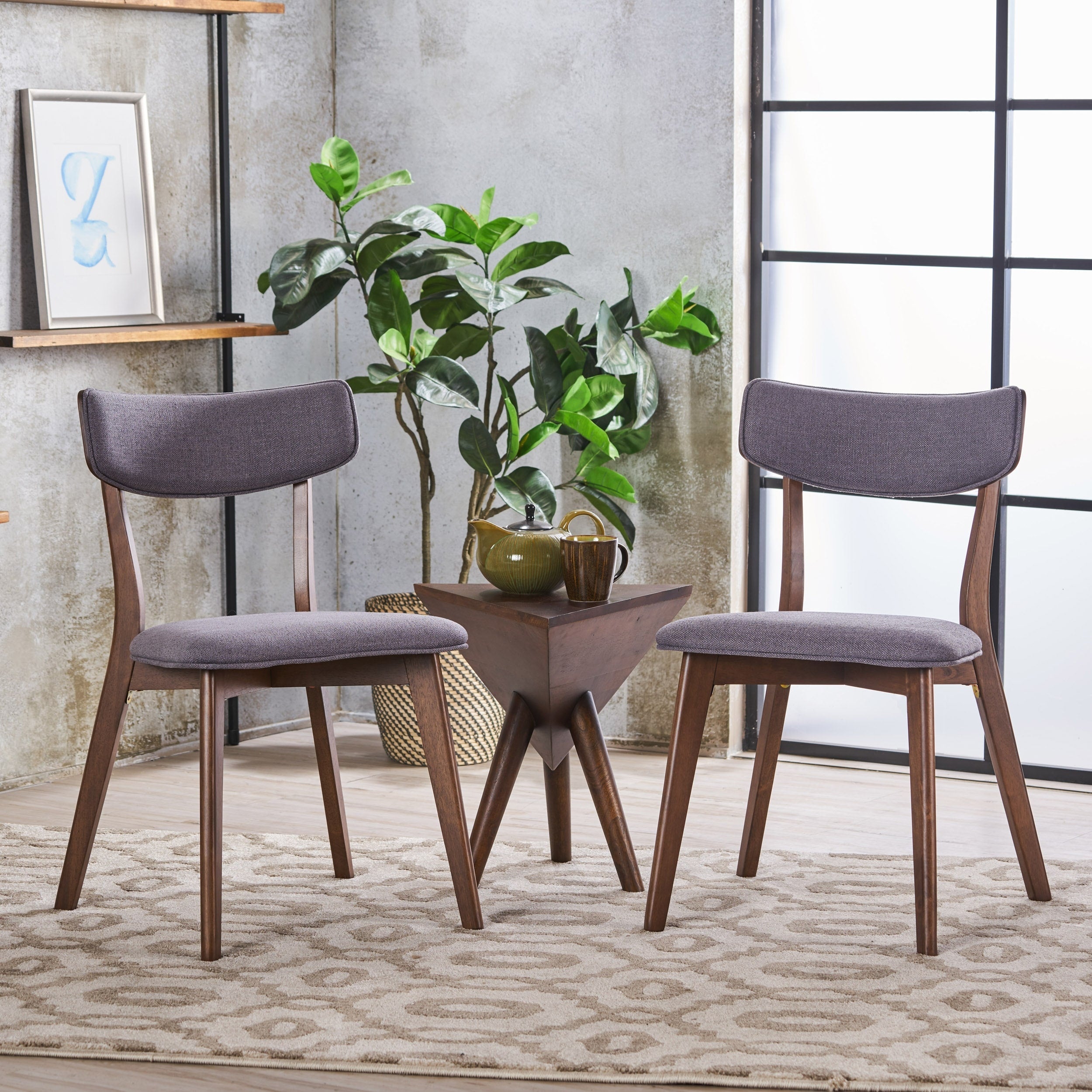 Chazz Mid-Century Modern Upholstered Rubberwood Dining Chairs (Set of 2/4) by Christopher Knight Home