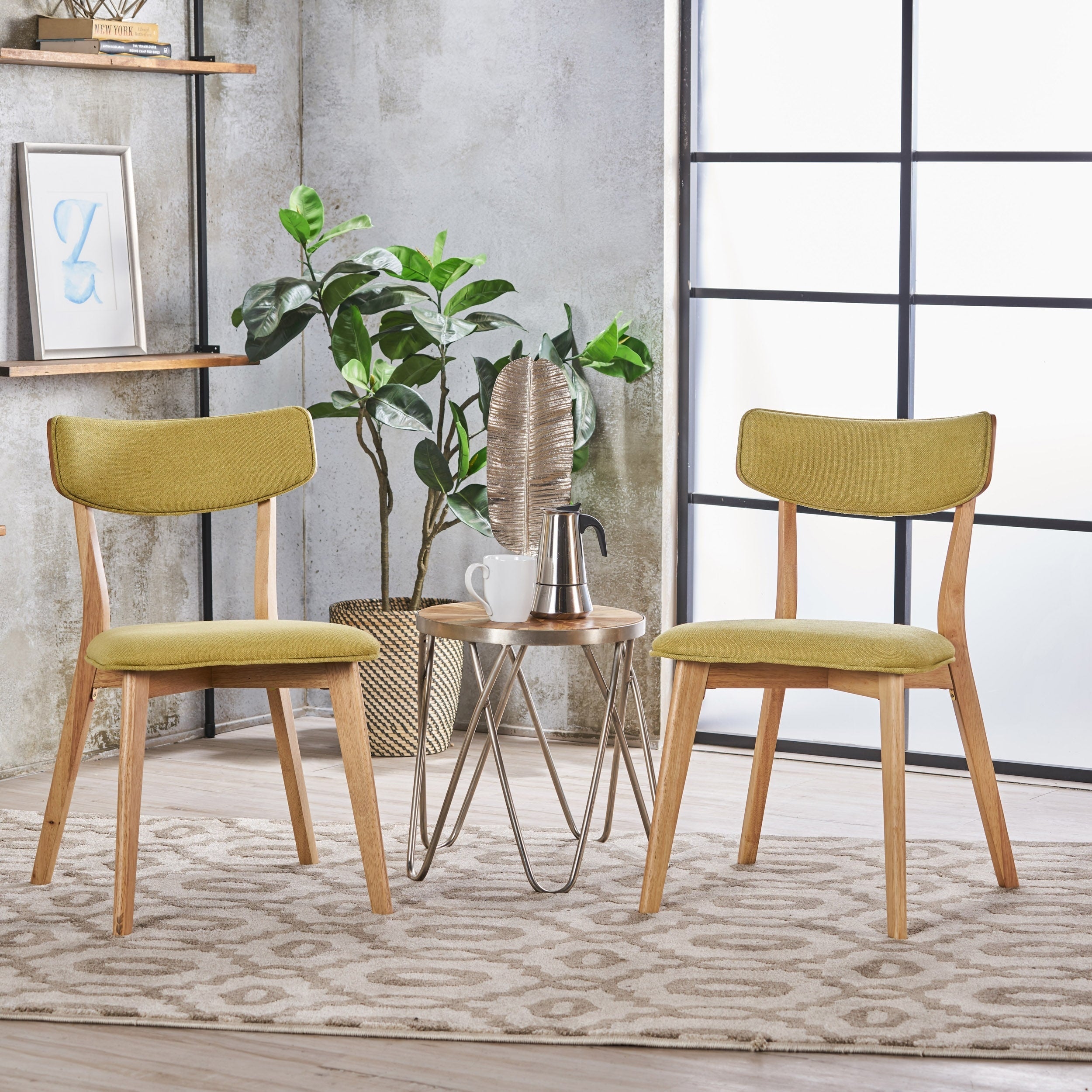 Chazz Mid-Century Modern Upholstered Rubberwood Dining Chairs (Set of 2/4) by Christopher Knight Home