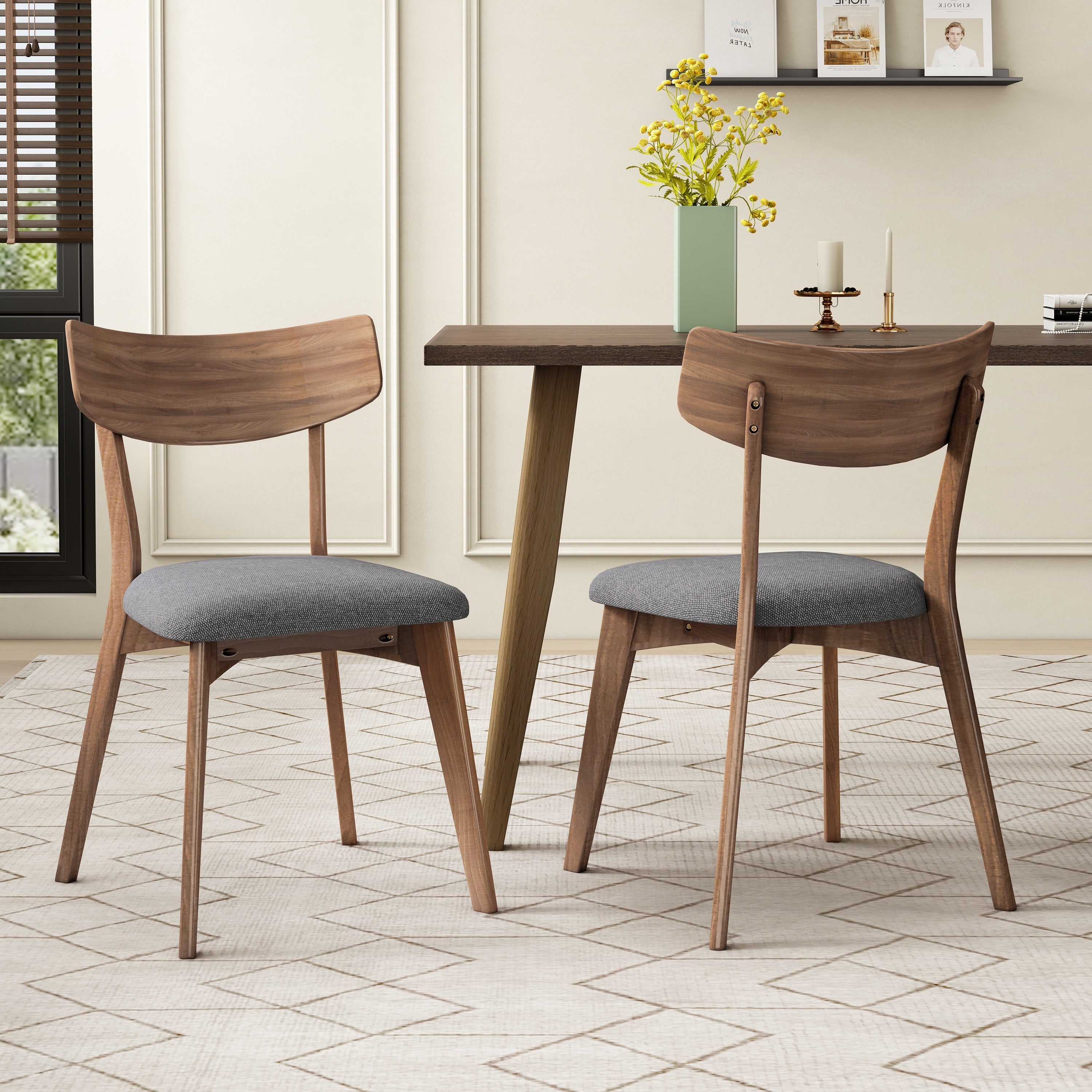 Chazz Mid-Century Modern Upholstered Rubberwood Dining Chairs (Set of 2/4) by Christopher Knight Home