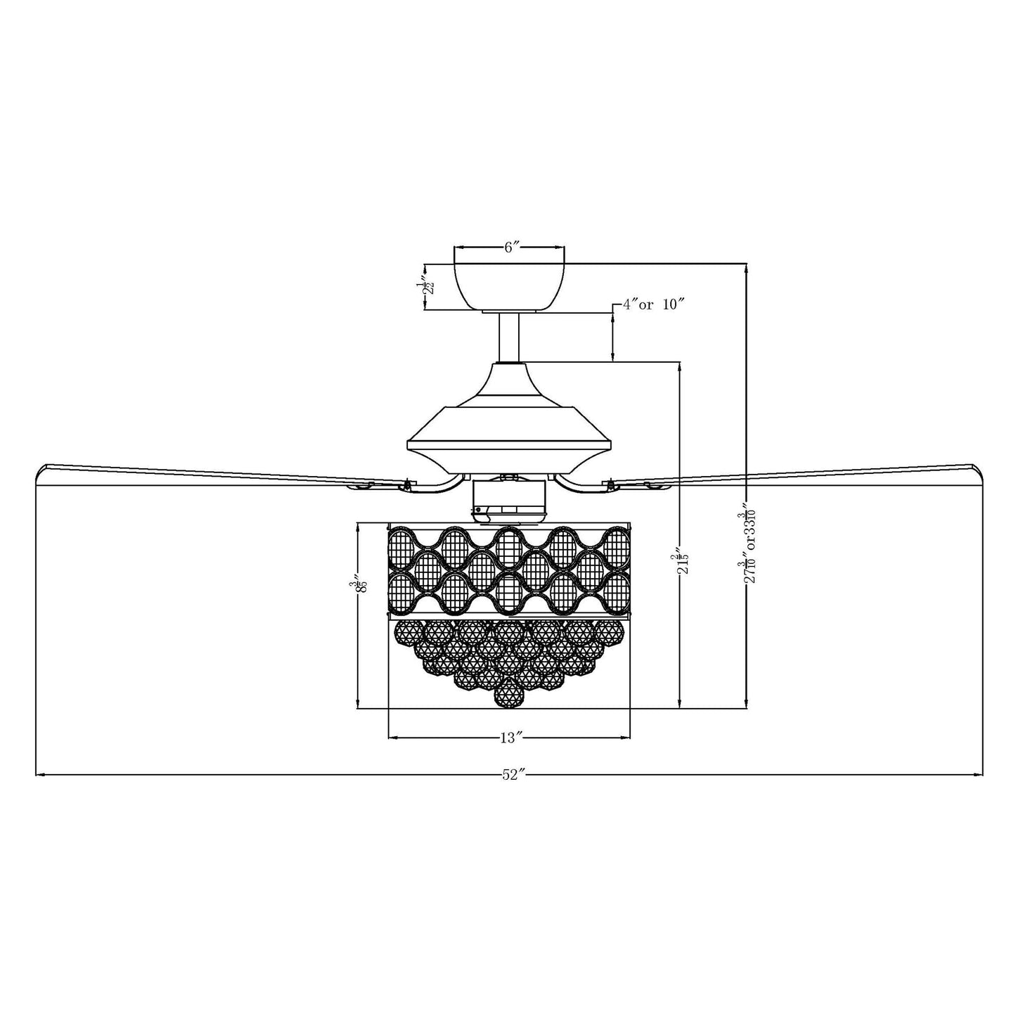 Chrome/ Crystal 4-light Chandelier/ Ceiling Fan with Remote