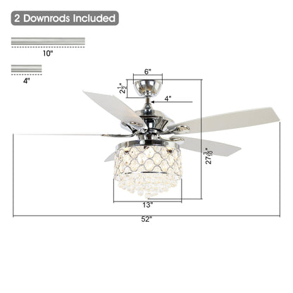 Chrome/ Crystal 4-light Chandelier/ Ceiling Fan with Remote