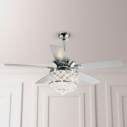 Chrome/ Crystal 4-light Chandelier/ Ceiling Fan with Remote