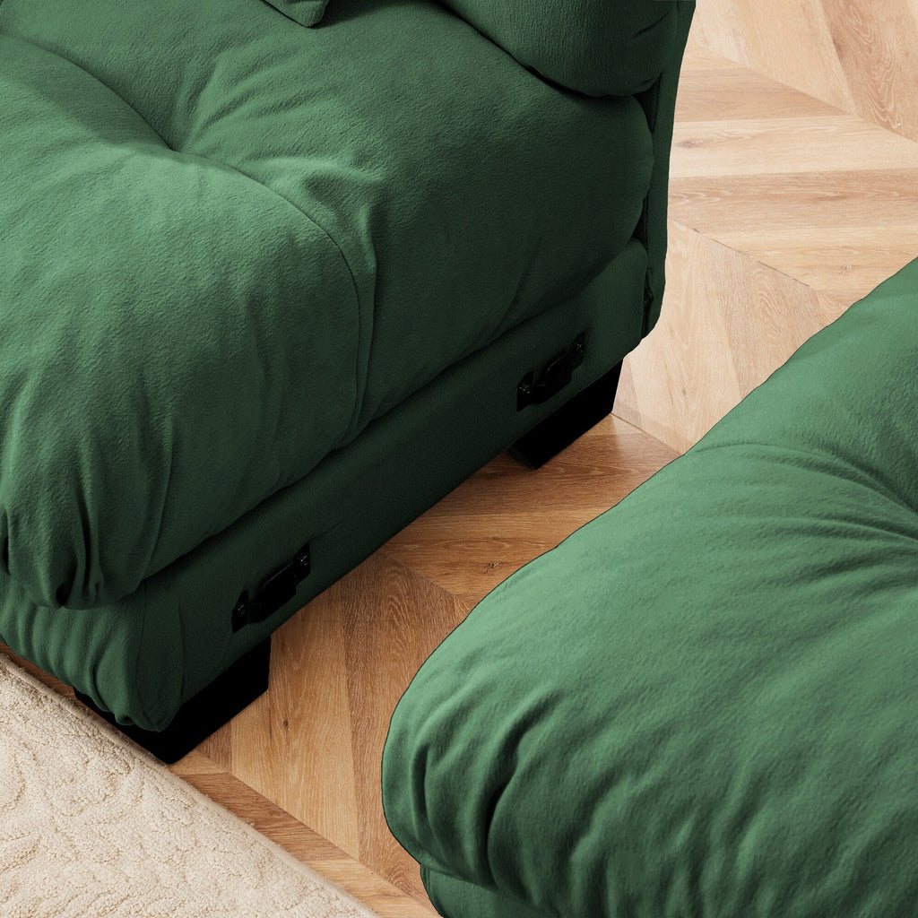 Cloud Couch 2 Seater Sofa for Living Room, Chenille 2 - Seat sofa with 2 Lumbar pillows and 2 throw pillows,Chenille Green
