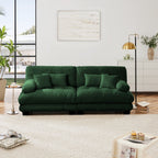 Cloud Couch 2 Seater Sofa for Living Room, Chenille 2 - Seat sofa with 2 Lumbar pillows and 2 throw pillows,Chenille Green