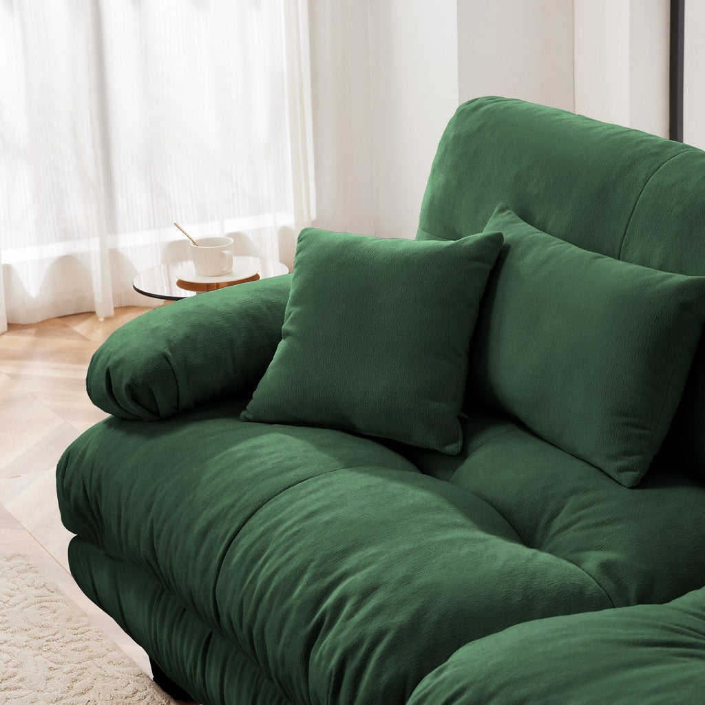 Cloud Couch 2 Seater Sofa for Living Room, Chenille 2 - Seat sofa with 2 Lumbar pillows and 2 throw pillows,Chenille Green