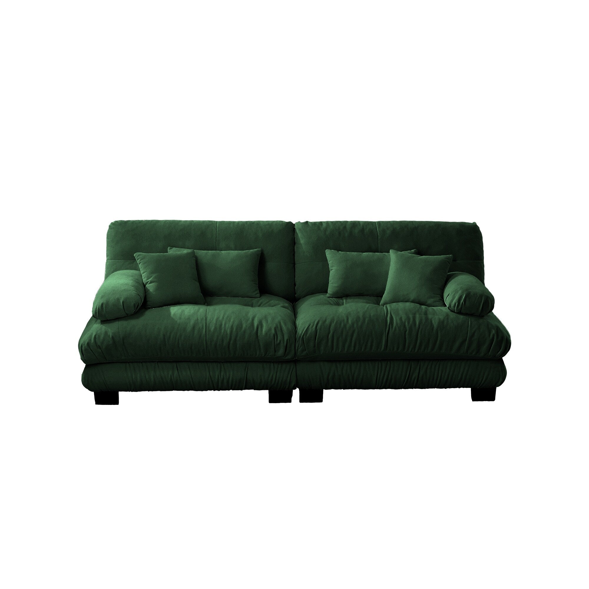 Cloud Couch 2 Seater Sofa for Living Room, Chenille 2 - Seat sofa with 2 Lumbar pillows and 2 throw pillows,Chenille Green