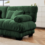 Cloud Couch 2 Seater Sofa for Living Room, Chenille 2 - Seat sofa with 2 Lumbar pillows and 2 throw pillows,Chenille Green
